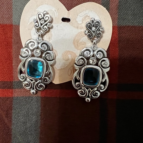 Brighton Jewelry - Brighton Silver Earrings with Rich Blue Stones